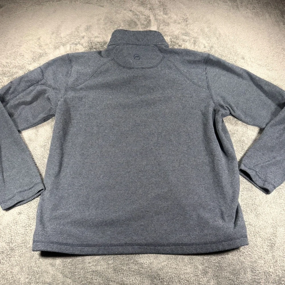 Magellan Outdoors Mens Blue Textured Pullover Mock Neck Button Loose Fit Large‎